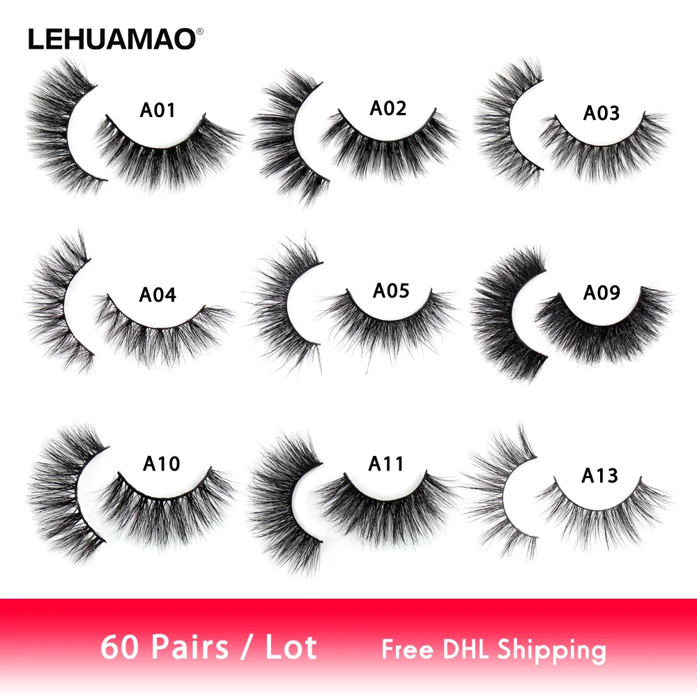 

LEHUAMAO 60Pairs Mink Eyelashes 3D Mink Lashes Wholesale False Eyelashes Natural Fluffy Eyelash Makeup Dramatic Lash DHL Ship