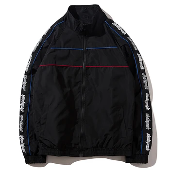 

Hip Hop Streetwear Outwear Embroidery Jackets 2019 Men Spring Summer Casual Full Zip Up Jacket Coats