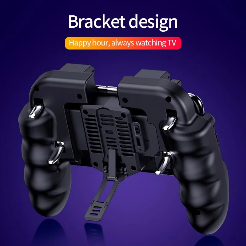  PUBG Game Controller Six Finger Gamepad Trigger Shooting Free Fire Cooling Fan Gamepad Joystick For