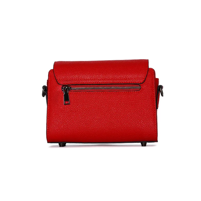 

Spring Korean-style New Style Full-grain Leather Embossed Leather WOMEN'S Shoulder Bag Versatile round Lock Genuine Leather Squa