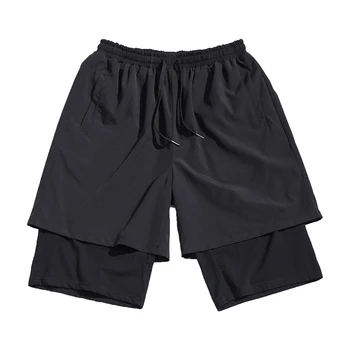 

Mens Casual Mock Two-Piece Shorts Quick Drying Running Shorts Hip Hop Shorts Gyms Fitness Bodybuilding Workout Pockets Short