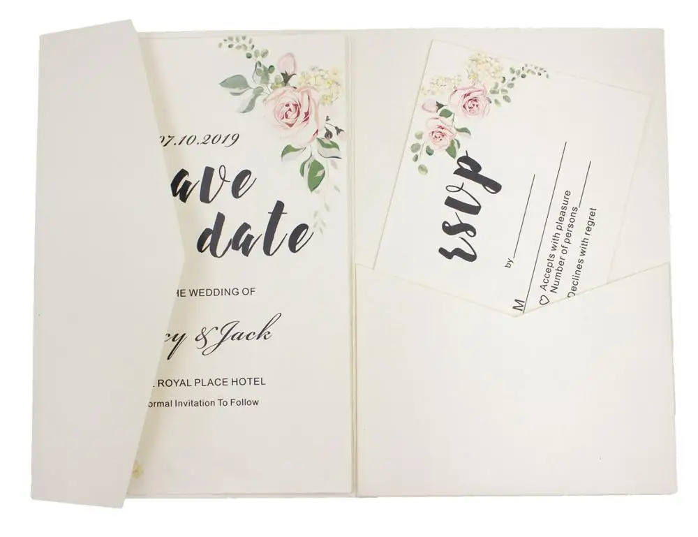 ​10/50 Tri fold Hollow Laser cut Pocket Wedding Invite Invitation Card Cover Set 