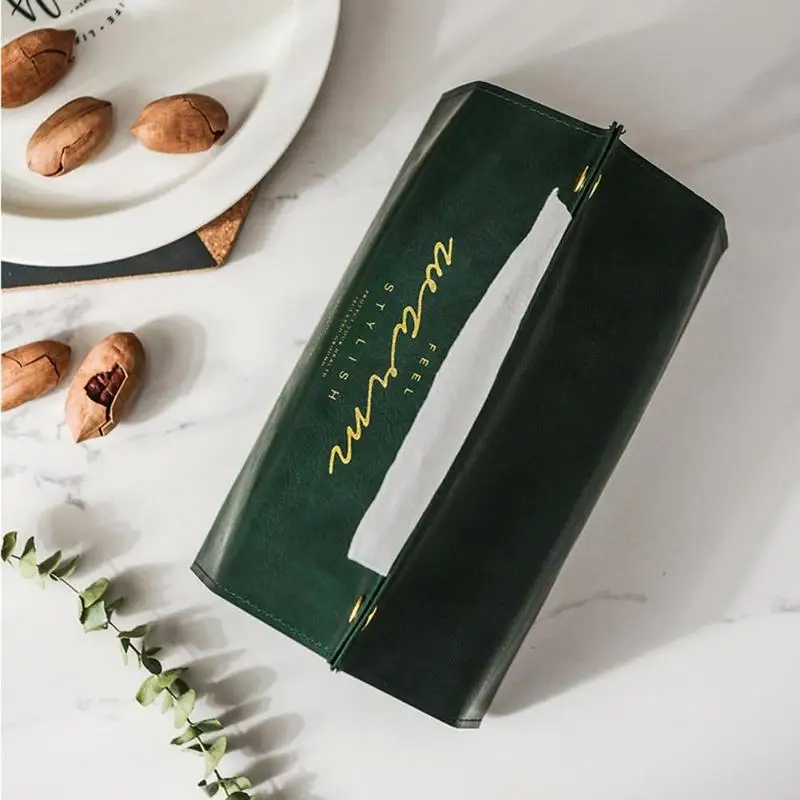 Ins Nordic PU Leather Napkin Papers Holder Rectangle Home Tissue Storage Box Use As a Storage Bag For Mobile Phones Drinks