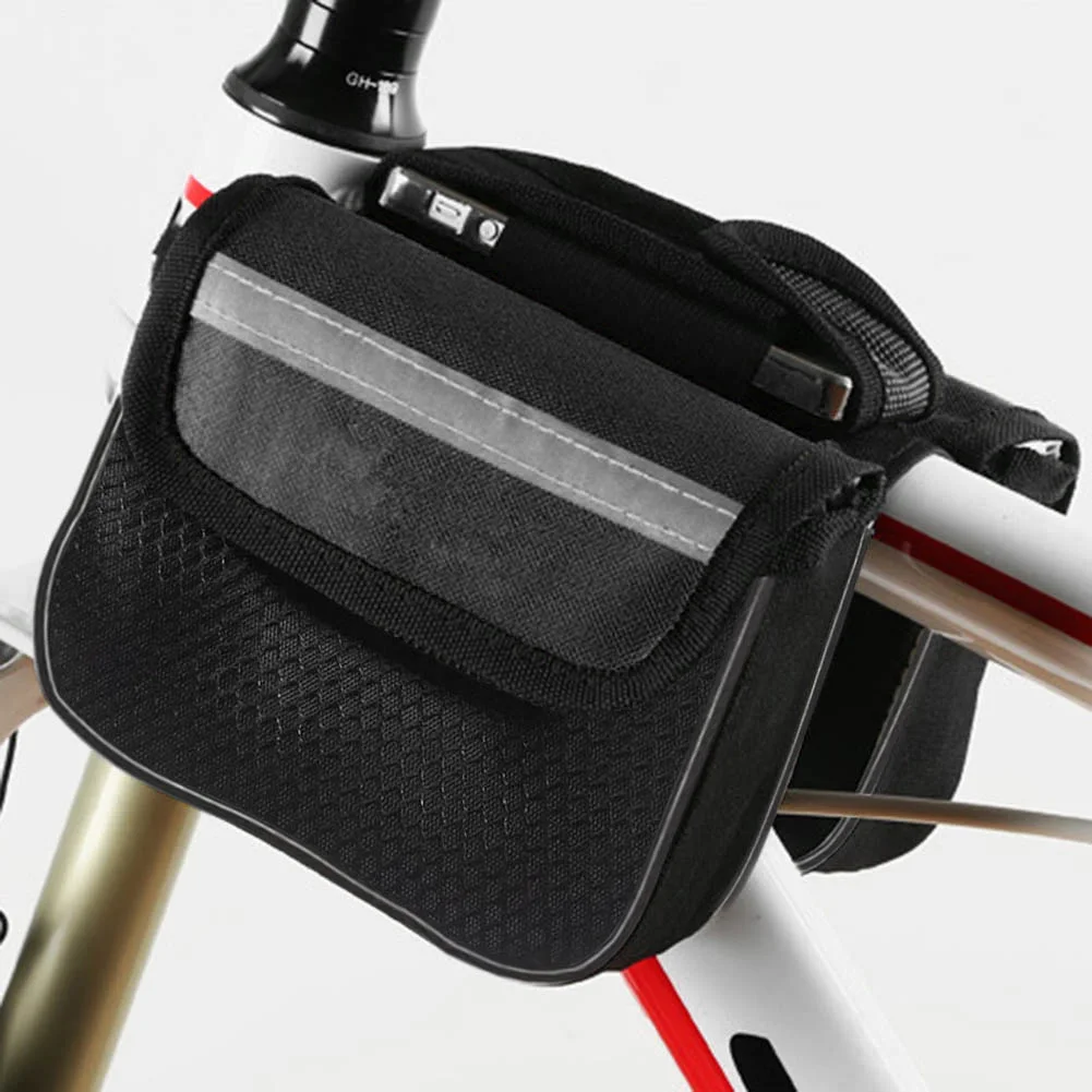 Durable Large Capacity Bike Bicycle Front Basket Waterproof Tube Handlebar Bag Outdoor Accessories THJ99 - Color: Black