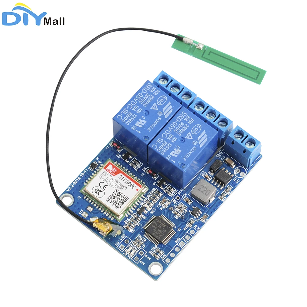 

2 Channel Relay Module SMS GSM Remote Control Switch SIM800C STM32F103CBT6 for Greenhouse Oxygen Pump