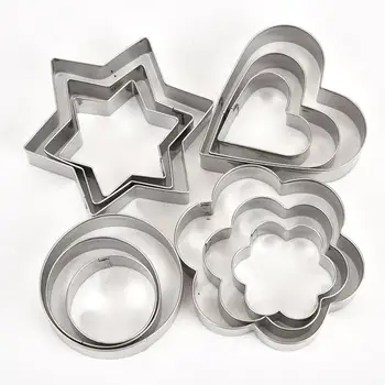 12 pçs/set de aço inoxidável biscoito diy molde estrela coração redondo flor forma cortador ferramentas molde cozimento frutas corte ovo molde 1