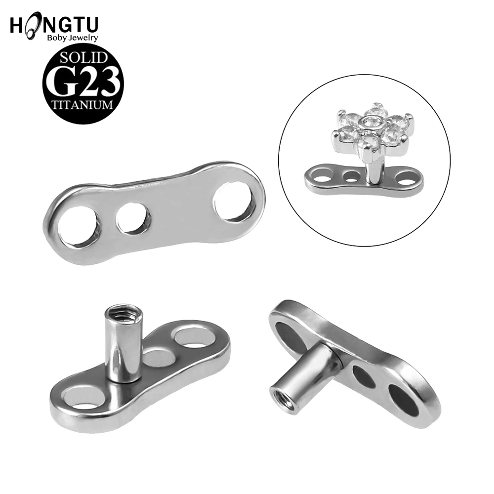 Hongtu 1Pc G23 Titanium Dermal Anchor Base Skinner Diver Micro Skin Diver Piercing Dermico Skinner Impianti Piercing Gioielli Per Il Corpo