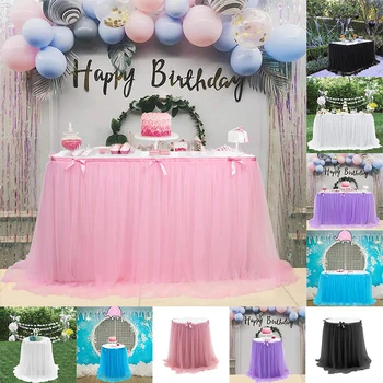 

Net Yarn Bow Table Skirt Wedding Decoration Party Table Decoration Net Yarn Table Skirt Party Supplies