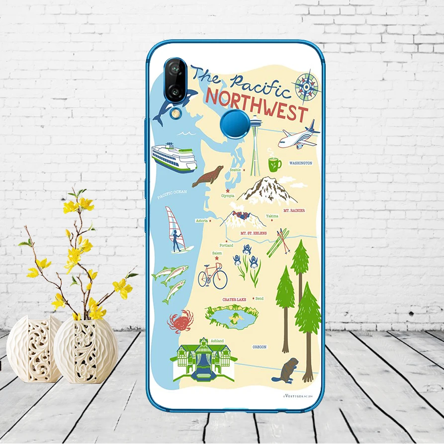 110DD World Map Travel Plans Clear Soft Silicone Cover for Huawei P9 P10 P20 P30 Lite mate 10 20 PRO lite p smart case
