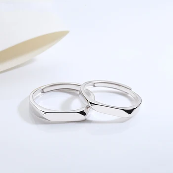 

Genuine S925 Sterling Silver Simple Couple Ring Fashion Sterling Silver Irregular Men and Women Glossy Lover Ring