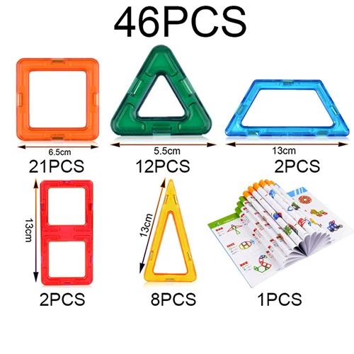 Big Size Magnetic Designer Construction Set Model& Building Toy Magnets Magnetic Blocks Educational Toys For Children - Цвет: 46PCS