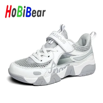 

2020 New Teenager Shoe for Boy Mesh Breathable Children School Shoes Hollow Fashion Boys Sneakers White Black Boys Jogging Shoes