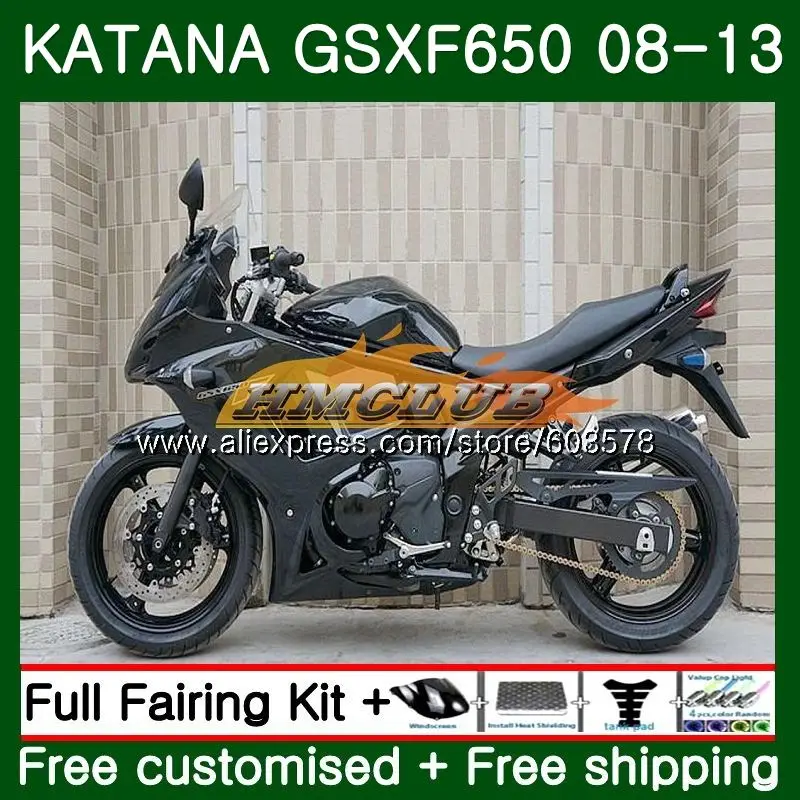 GSX650F для Suzuki Katana GSXF 650 08 09, 10, 11, 12, 13, 14, 14CL. 70 GSXF650 2008 2009 2010 2011 2012 2013 все черные обтекатель - Цвет: No. 1