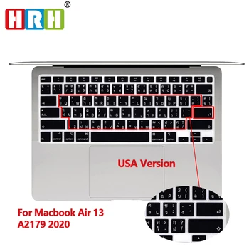 

HRH Foreign Language Silicone Keyboard Skin Cover Protector for MacBook Newest Air 13 Touch ID A2179 (2020 Release)US Version