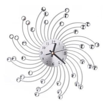 

2018 Sales European Style Indoor Metal Wall Clock Decorative Clock Diamante Quartz Clock For Living Room Bedroom
