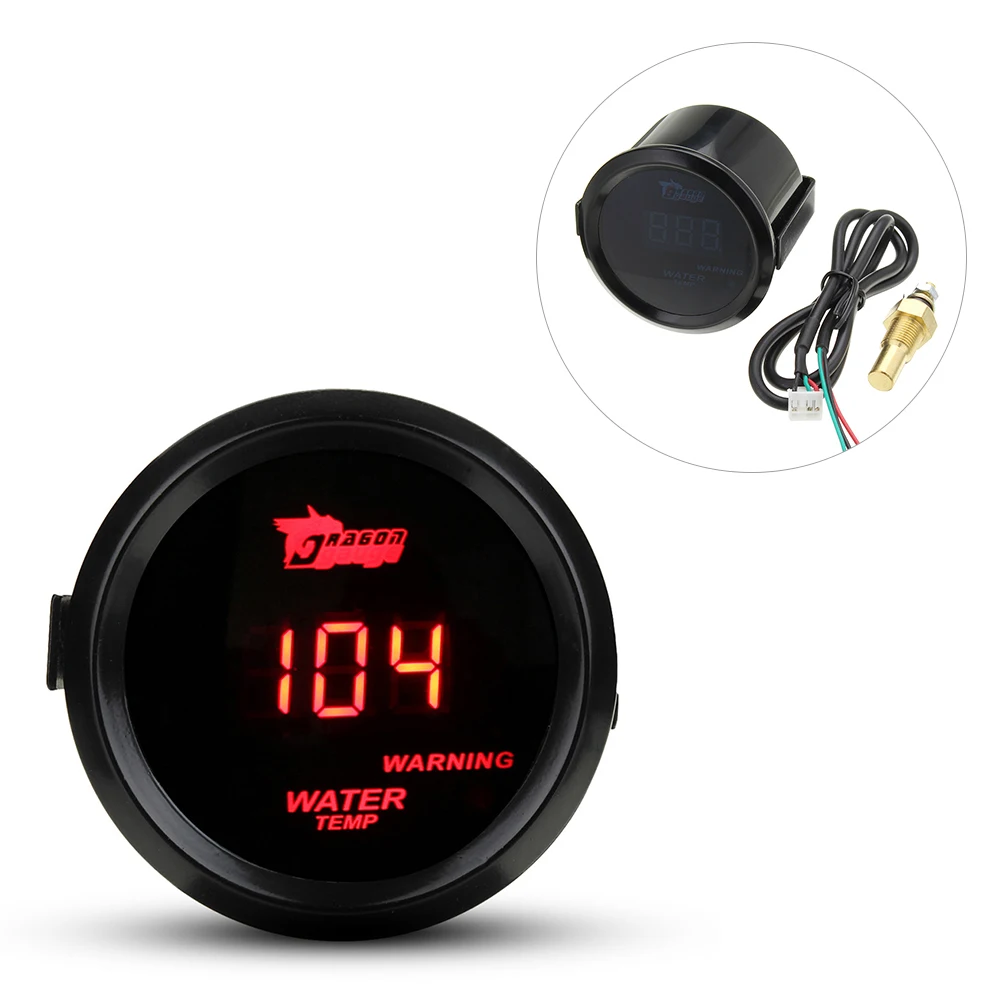 

2'' 52MM Water Temp Boost/Water Temp/Oil Temp/Volt/Tachometer/Oil Pressure Gauge Black Color Digital Red Led + Gauge Pods