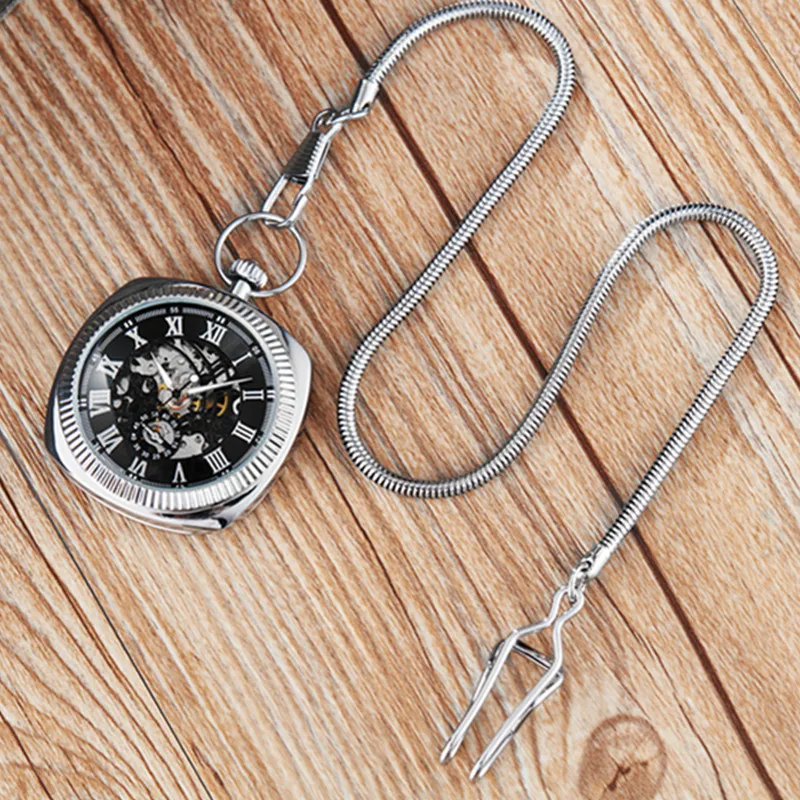 Gorben Ретро Серебряный Скелет Механические карманные часы ручной обмотки карманные часы с подвеской Винтаж ожерелье цепь