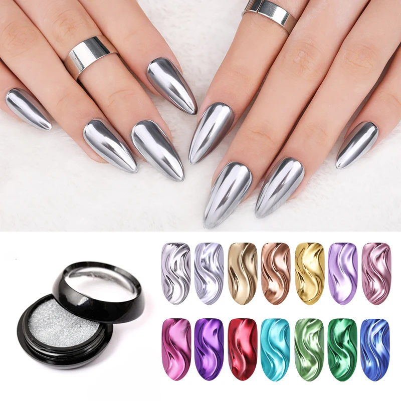 1 коробка зеркальный блестящий порошок для ногтей металлическая цветная пыль