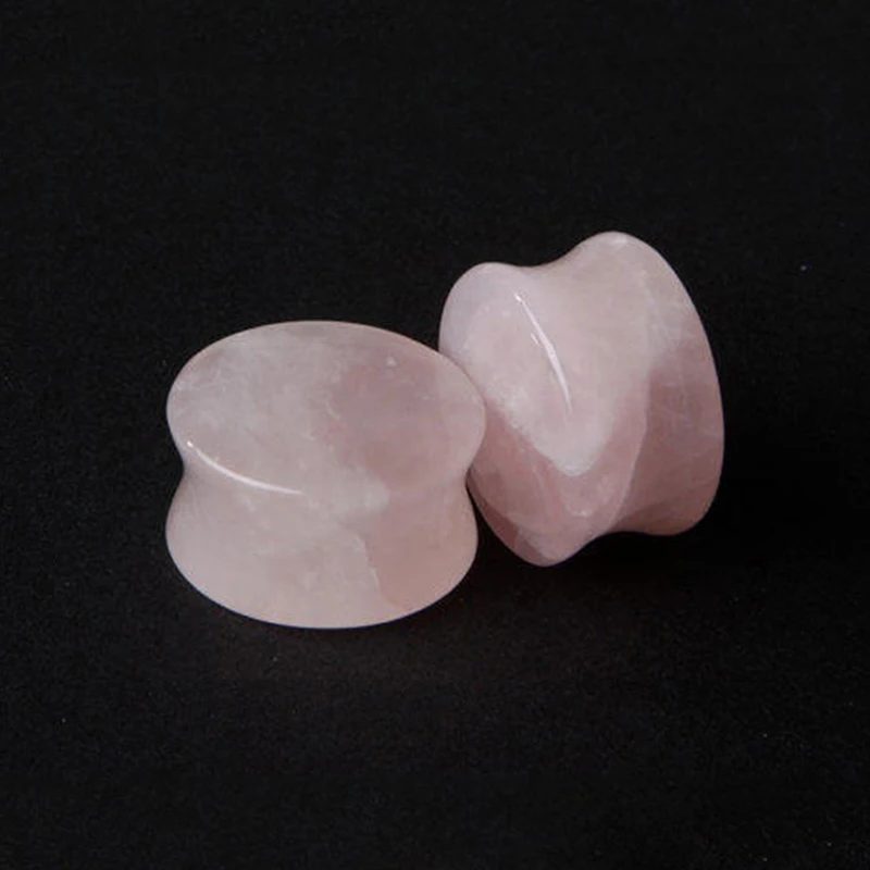 1Pair Pink Spar Ear Plugs Gauges Earrings Women Men Ear Plug Flesh Tunnel Piercing Expander Ear Stretcher Body Piercing Jewelry - Окраска металла: 12MM