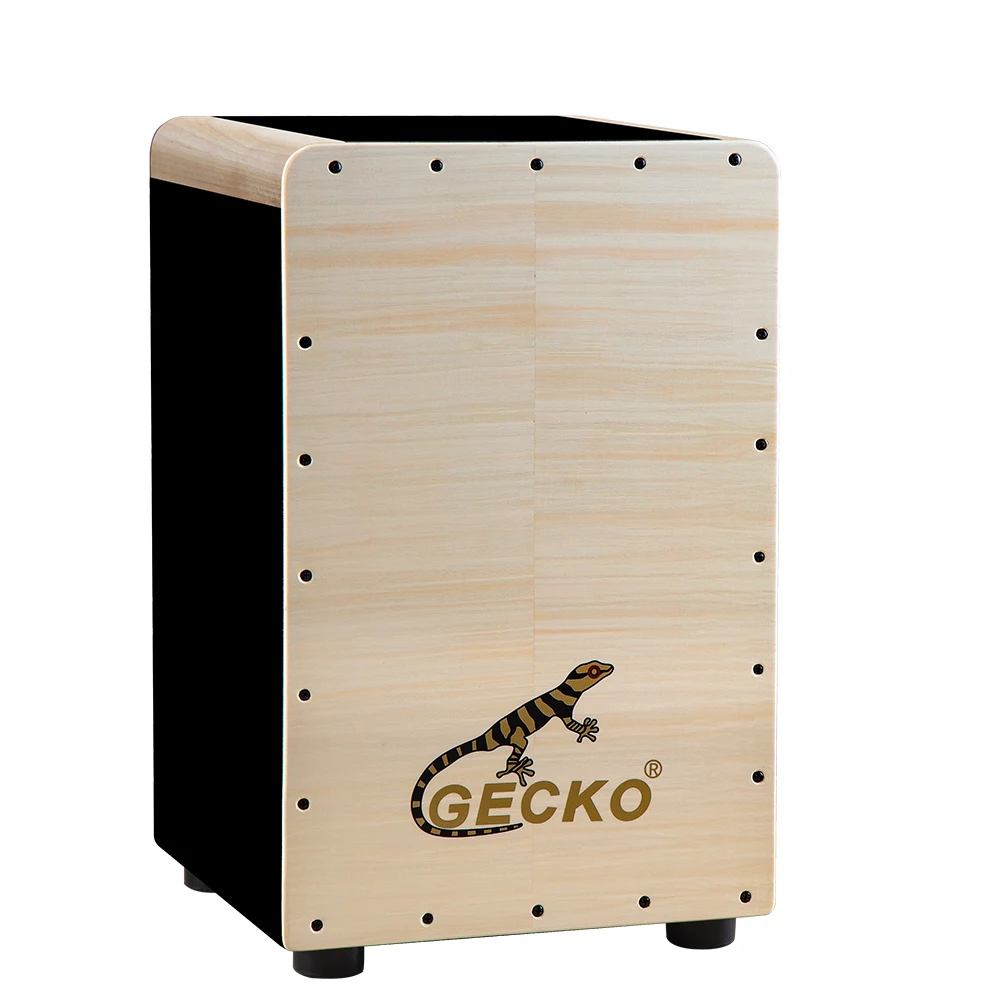 GECKO Cajon Hand Drum Box Wooden Percussion Box Built in guitar strings