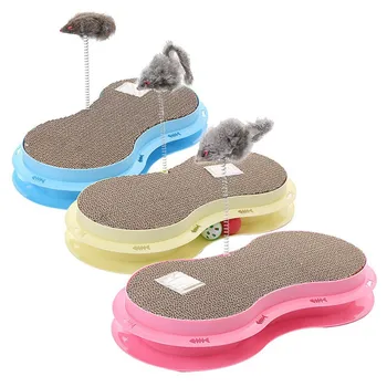 

Cats Scratch Board With Spring Grinding Nails Interactive Mouse Cat Toy Large Size Cat Scratcher Toy
