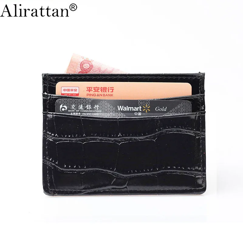 Alirattan New Cow Leather ID Card Holder for Women 2021 Luxury Crocodile Pattern Wallet Genuine Credit | Багаж и сумки