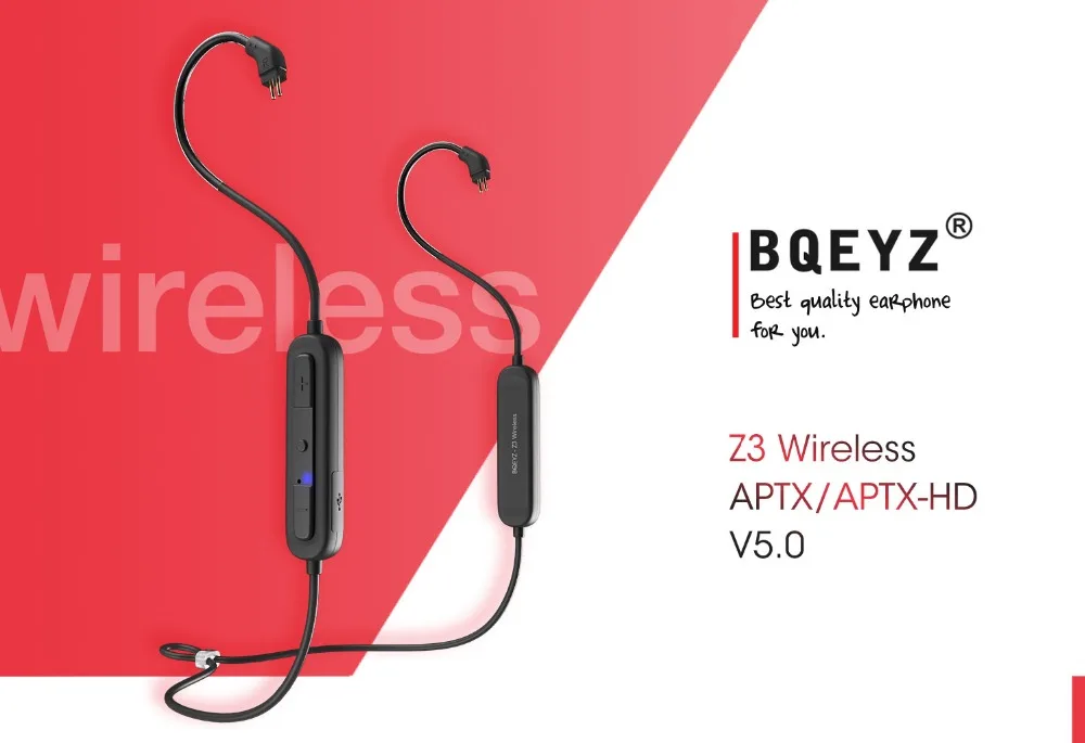 BQEYZ наушники беспроводной кабель V5.0 aptx-HD стерео спортивные водонепроницаемые наушники 0,78 мм разъем MMCX для гибридного дисплей с платой