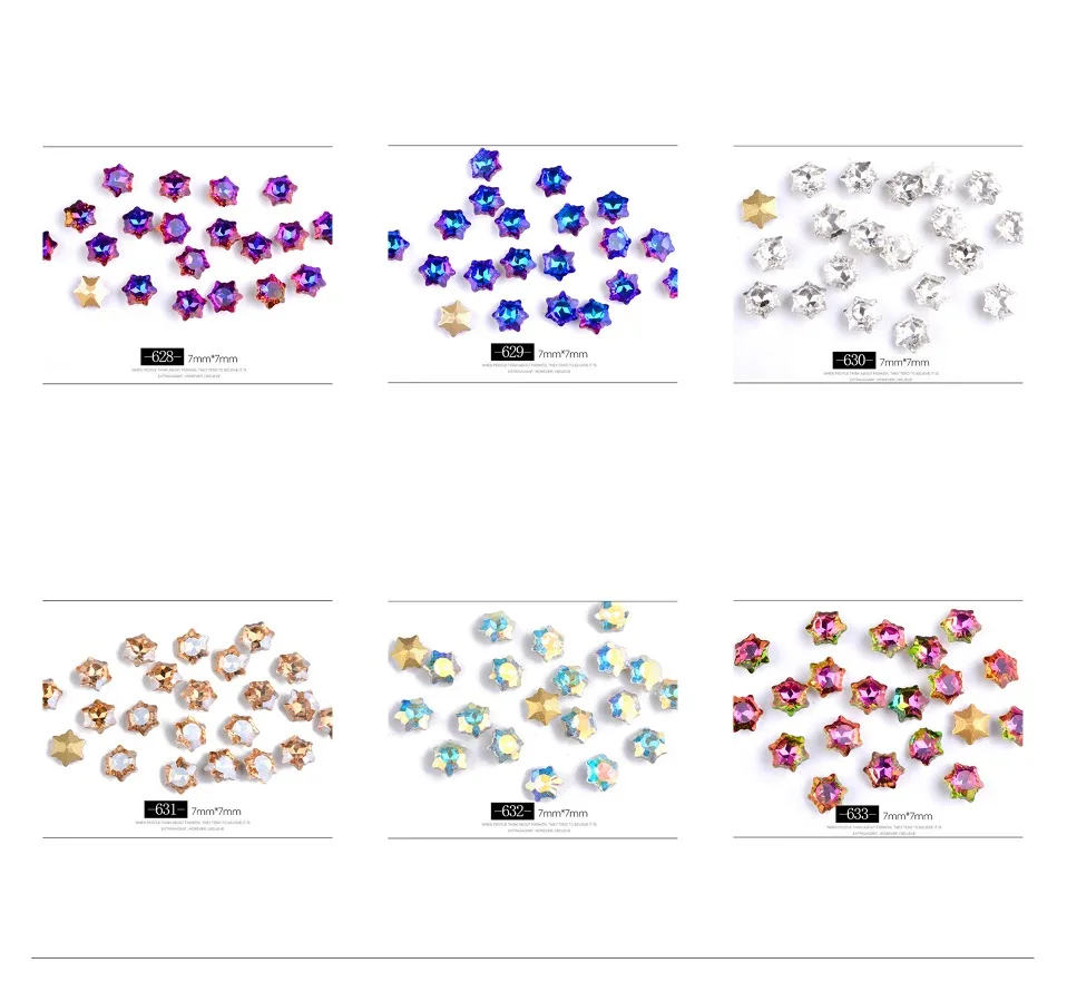10 Pcs/Bag Christmas Snowflake Crystal Shine Nail Rhinestones Colorful Color Flat Back 3D Manicure Decorations Glass Gems