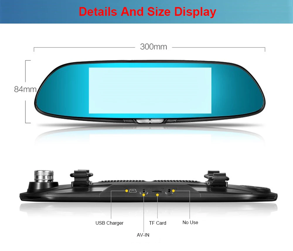 7''1080P FHD ips сенсорный экран с двойным объективом зеркало заднего вида Автомобильный видеорегистратор ночного видения цифровой видеомагнитофон видеорегистратор Автоматический Фиксатор