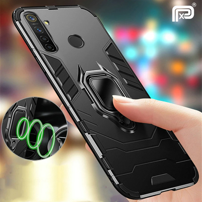 Для Realme 5 Pro Чехол с кольцом-держателем Броня бампер задняя крышка для OPPO чехол
