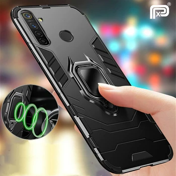 Перейти на Алиэкспресс и купить Для OPPO Realme C3 Чехол держатель кольца Броня бампер задняя крышка для Realme C3 чехол для телефона чехол палец кольцо Coques