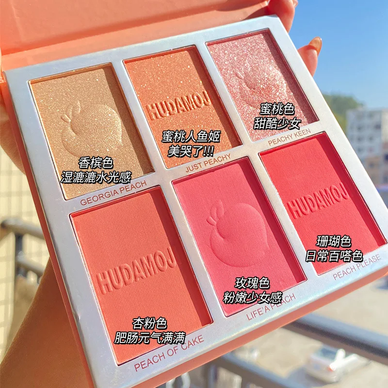 6 Color Matte Highlighter Palette Pearly Blush Shiny Eyeshadow Palette Multifunctional Face Makeup Female Cosmetics