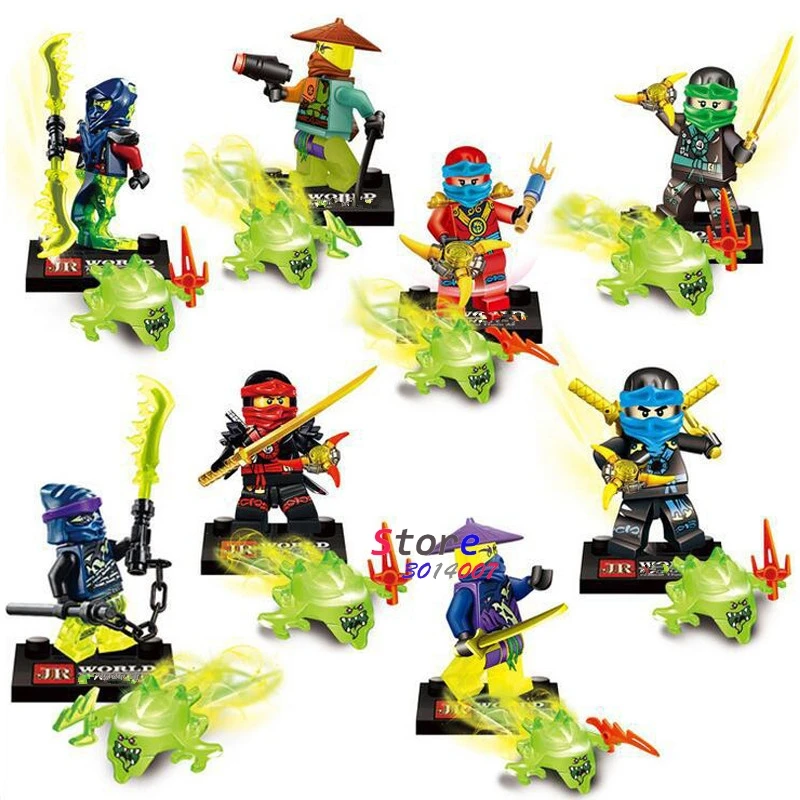 10Set-JR782 10 шт./набор, серия 1 мотоцикл JAY Zane и Kai Ллойд NYA Золотой коричневый Пиро змея строительные блоки игрушка модель кирпичи для детей - Цвет: 10Set-JR782
