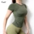 Peeli Letter Print Sport Shirts Solid Color Women Workout Top High Elastic Gym Yoga Top Running Дышащие футболки с коротким рукавом