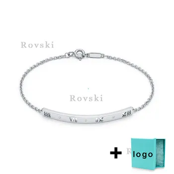 

SL TFB Rllen Original 925 Sterling Silver Open Letter Bracelet with Original Logo Jewelry Wholesale.