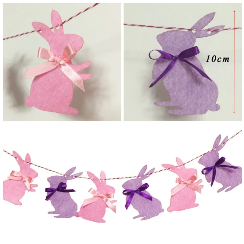 3M Cute Easter Decoration Bunny Garland Children Favors Pink Purple Rabbits Cloth Banner Happy Birthday Party Decorations | Дом и сад