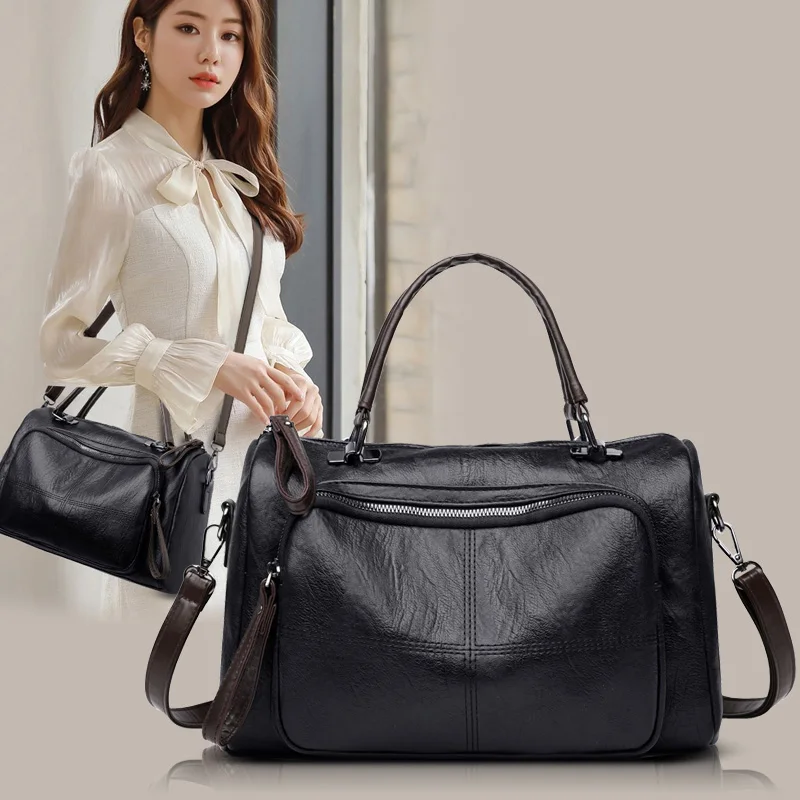 

Classic PU Leather Cylinder Shape Messenger Bag Women Wild Solid Color Pillow Bags Elegant Luxury Designer Shoulder Handbags