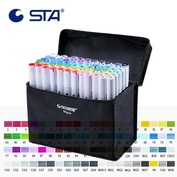 

STA Professional Marker 1mm/7mm Alcoholic oily based ink Marker Set For Manga Dual Headed Art Sketch Marker White body