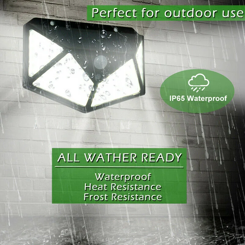 

100LED Solar Power PIR Motion Wall Light Waterproof Sensor Lamps Accessories