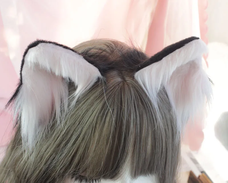 Ручная работа кошачьи уши cos Имитация животных уши кошачьи уши клипсы для ушей KC милые мягкие животные уши резинки для волос Лолита - Цвет: Side clip one pair