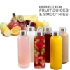 Glass Water Bottles Stainless Steel Leak Proof Lid Soda Lime  Reusable Drinking Bottle Sauce Jar Juice Beverage Container 4