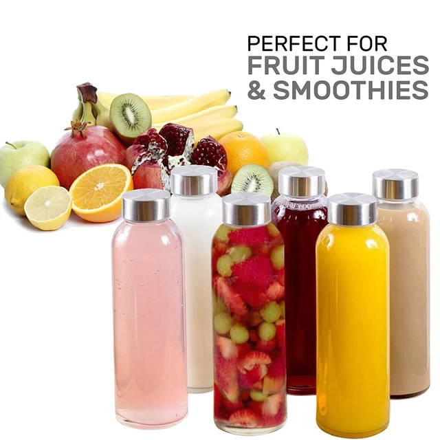 Glass Water Bottles Stainless Steel Leak Proof Lid Soda Lime  Reusable Drinking Bottle Sauce Jar Juice Beverage Container 4
