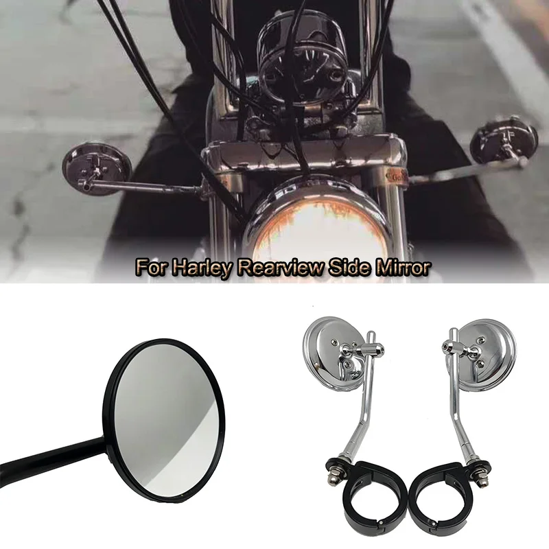 

For Sportster XL 883 1200 XL 1200C 883L 883N 04-19 Motorcycle Rearview Side Mirror Aluminum for 38-41mm forks