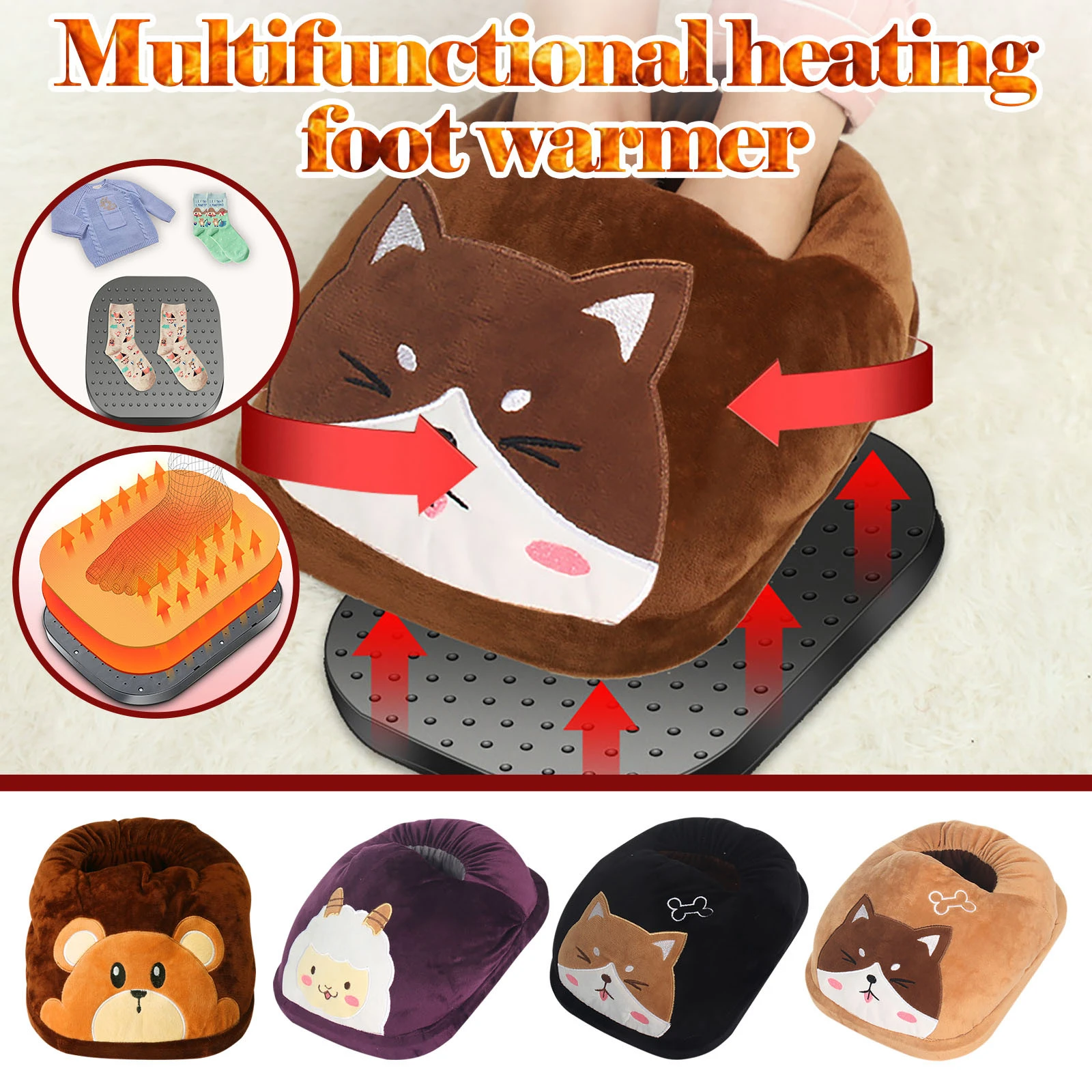 Usb Cartoon Winter Foot Warmer Plug In Electric Heating Shoe Heater