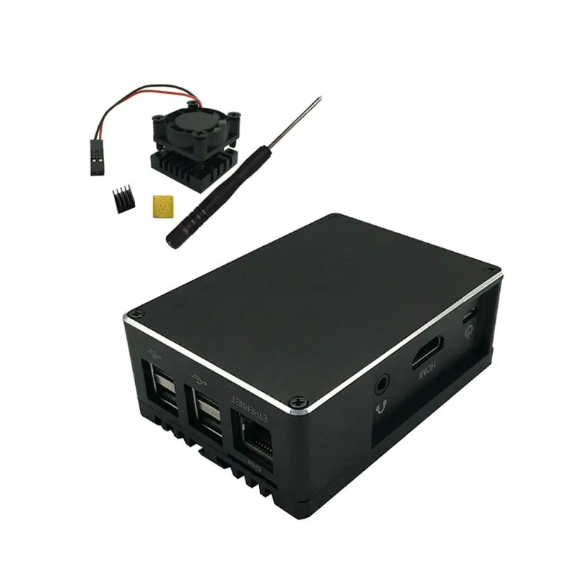 1 комплект алюминиевый чехол металлический корпус черный корпус для Raspberry Pi 3 Model B+/B Kit