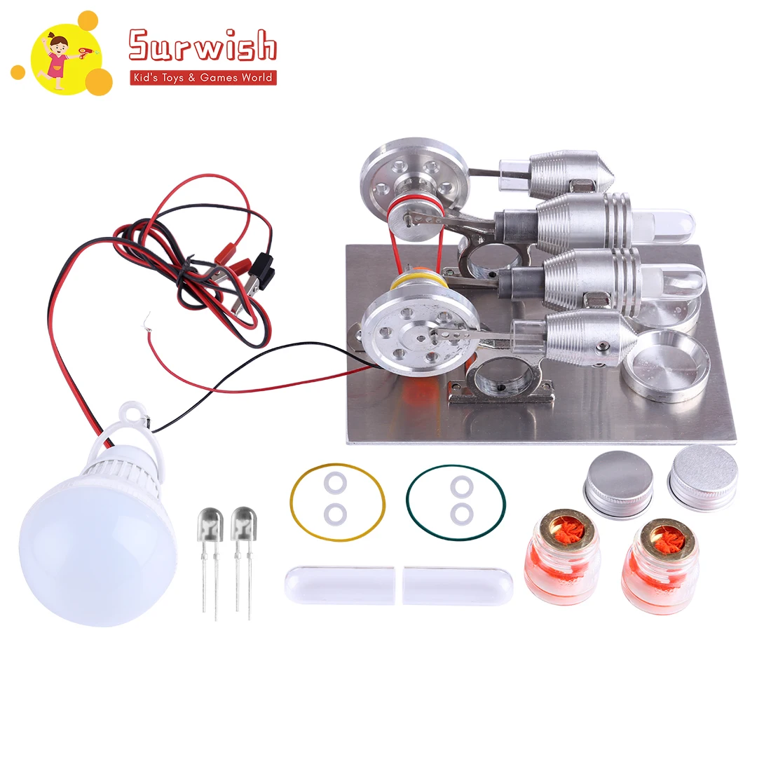 

Double Cylinder Stirling Engine Model Physics Science Experiment Toy