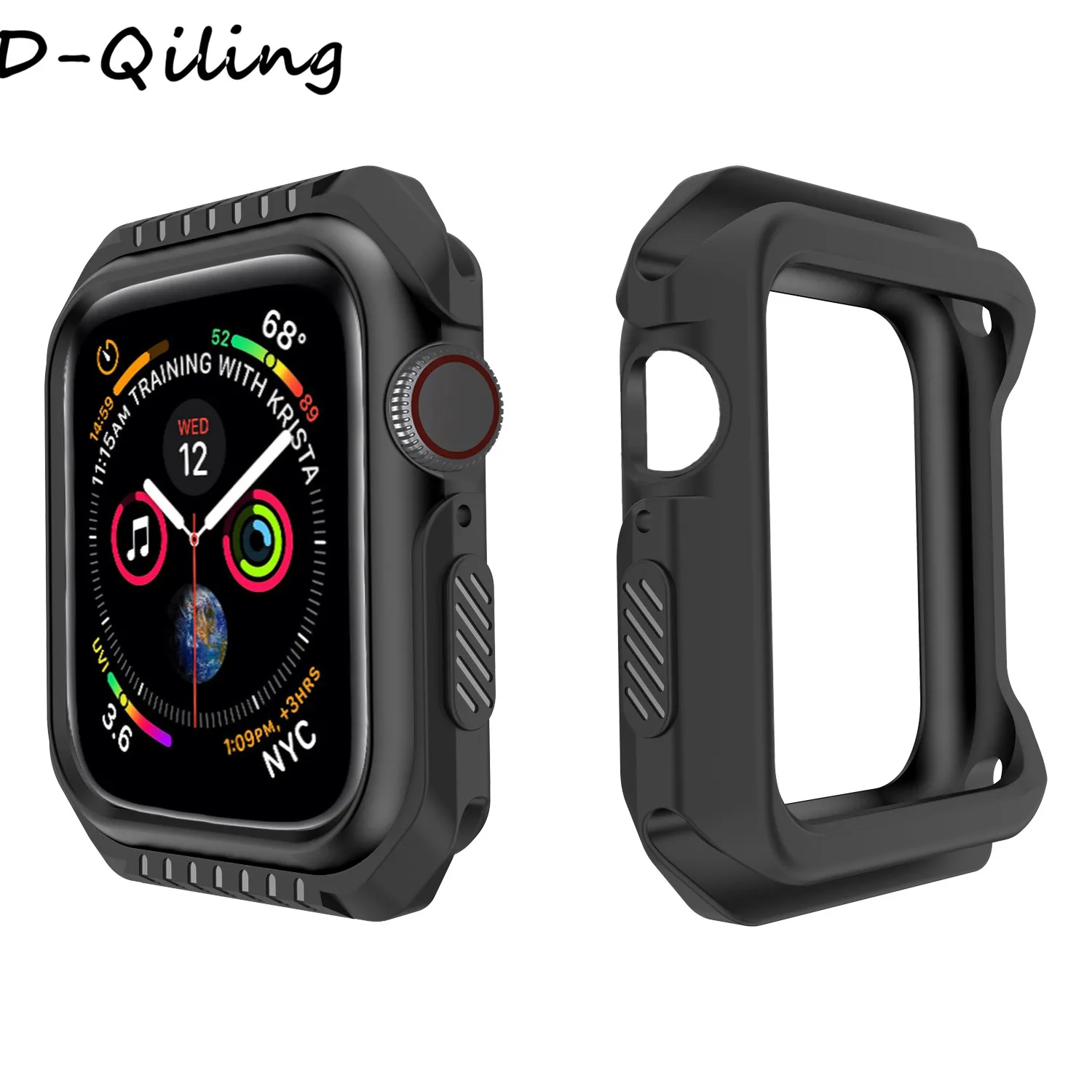 Защитный чехол ProBefit из силикона и поликарбоната для Apple Watch 4, 40 мм, 44 мм, защитный чехол-бампер для iWatch 3, 2, 1, 38 мм, 42 мм - Цвет: black  black