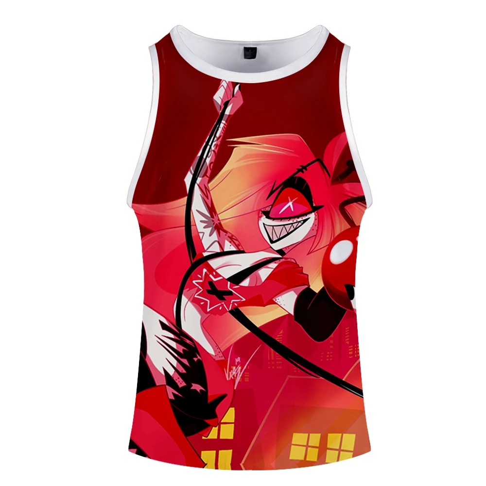 Черная пятница отель Hazbin рубашки без рукавов мультфильм 3D майка для мужчин Фитнес рубашка Мужская s Singlet Бодибилдинг тренажерные залы жилет