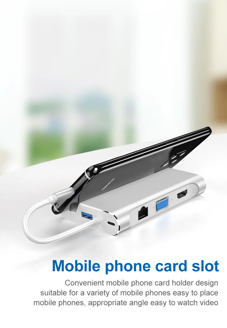 Tebe 7 в 1 USB-C USB 3,1 type C до 4K HDMI VGA Rj45 Gigabit Ethernet 3 USB 3,0 порт PD зарядный адаптер док-станция Держатель концентратор