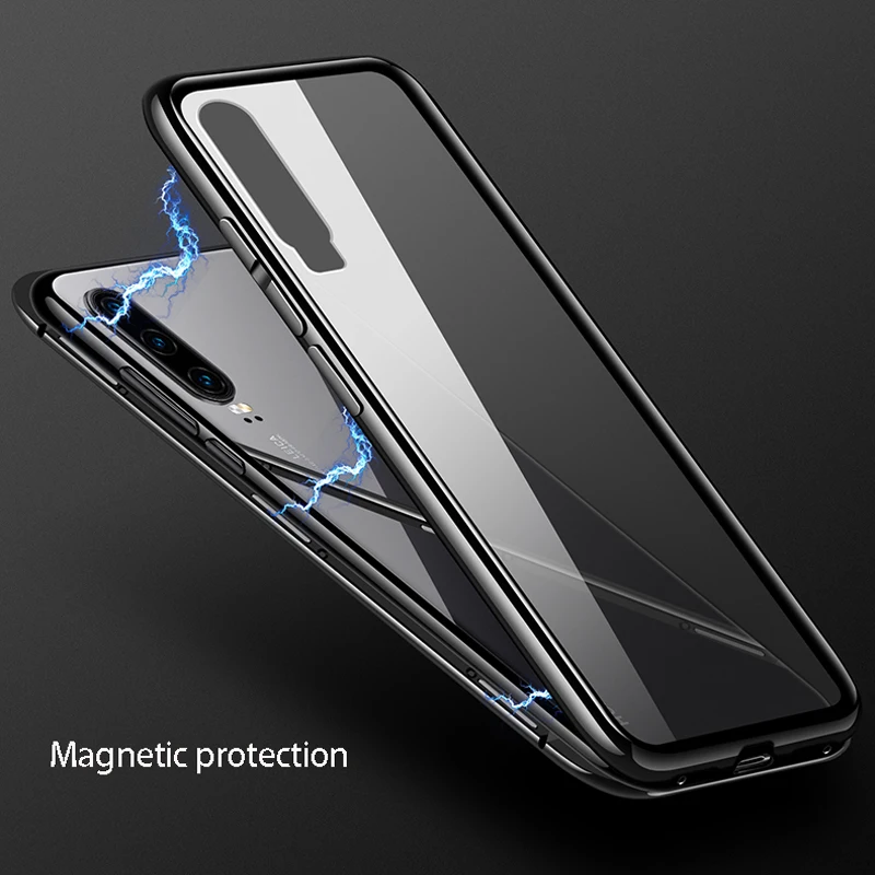 Metal Magnetic Adsorption Back One-sided Glass Phone Case Cover For Samusng galaxy S8 Plus S 8 S8Plus Frame phone Cases | Мобильные